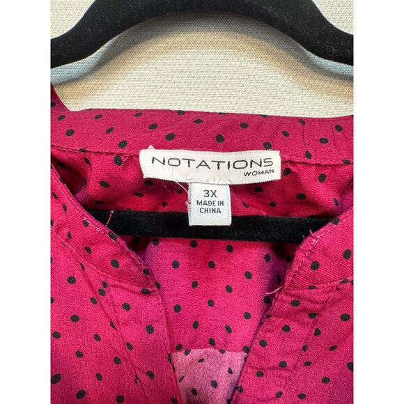 Notations Woman Long Sleeves Blouse Size 3X Pink Polka Dots Casual Pockets - Picture 2 of 12
